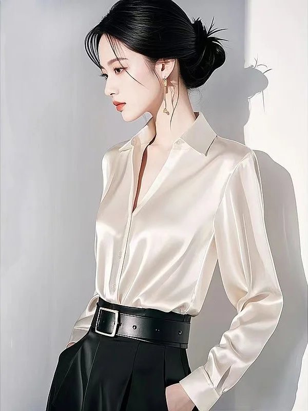 Athvotar Athvotar Year's Popular Beautiful Shirt Design Feels Light-Albage To Reduce The Age Of The Ocean White Densant Inside The Shirt Top Lady Spring