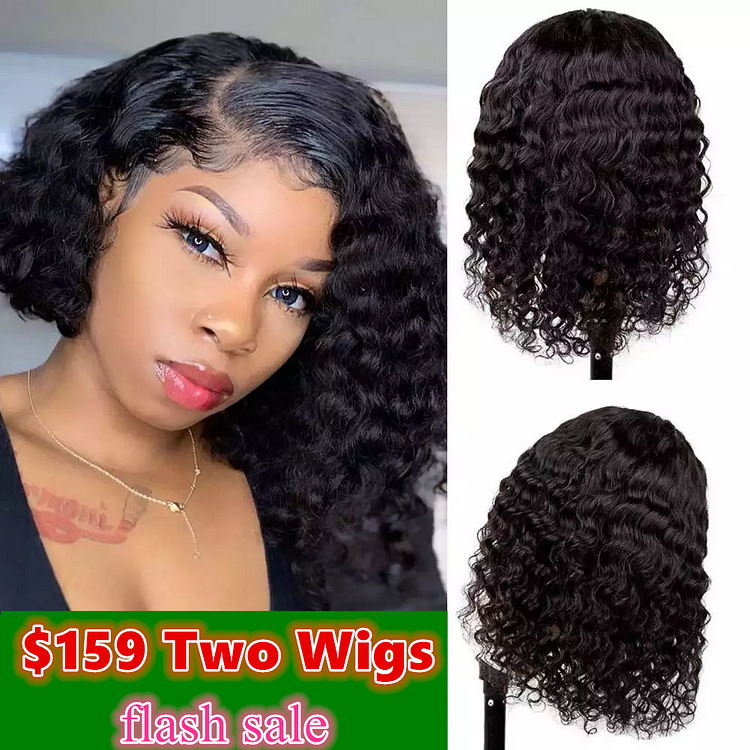 Flash Sale! Only $159 Two HD Lace Wigs! 12" + 14" Glueless Lace Closure Bob Wig