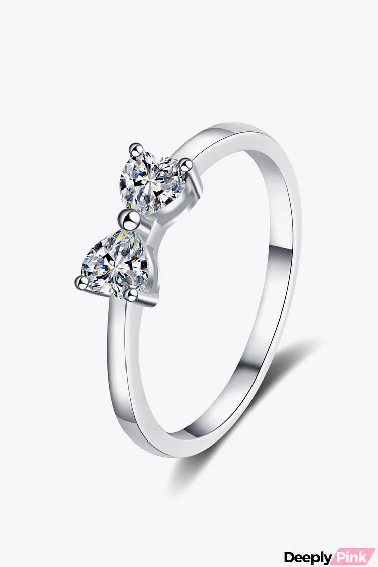 Moissanite Bow Rhodium-Plated Ring