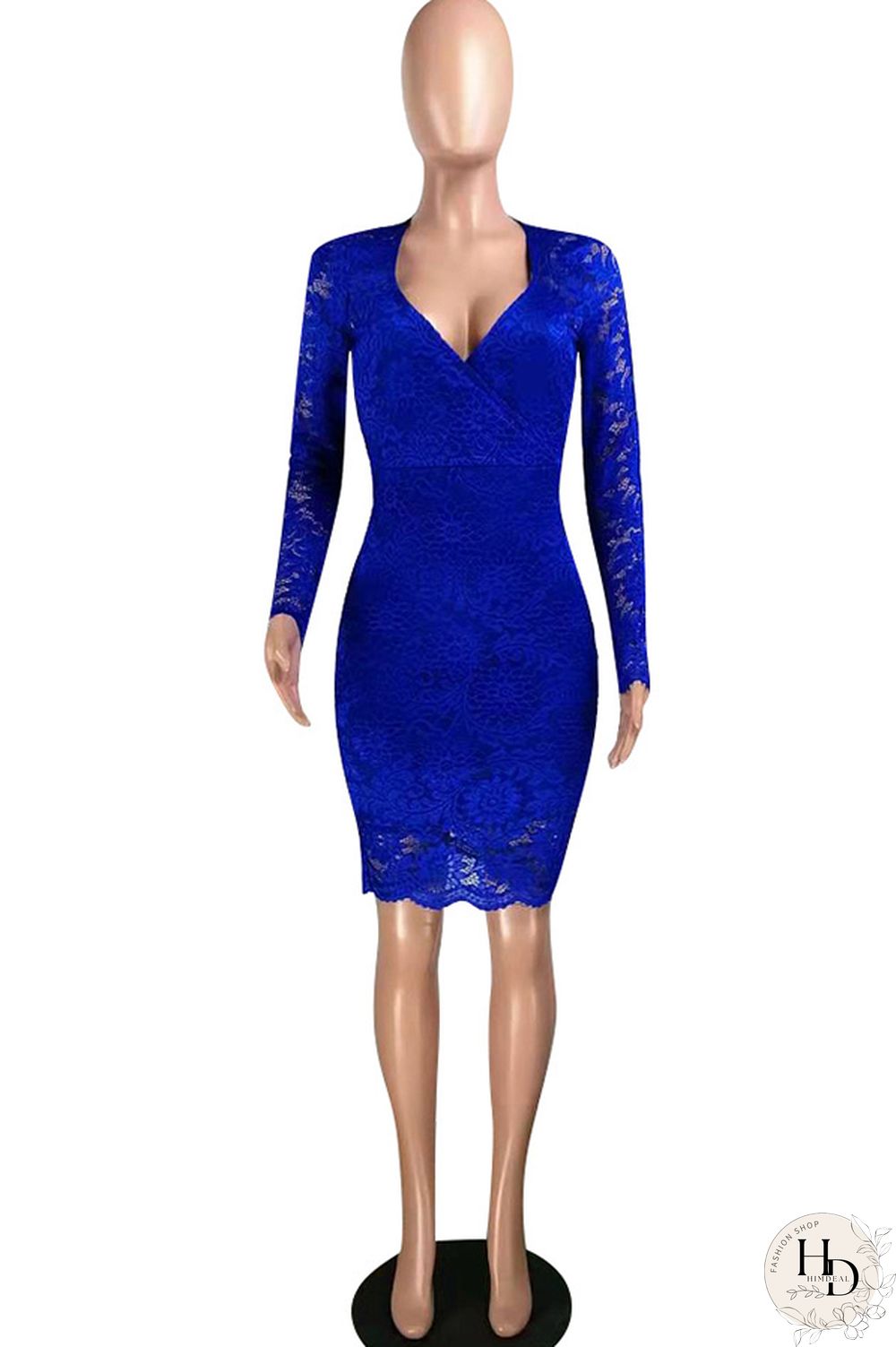 Red Lace Casual Cap Sleeve Long Sleeves V Neck Step Skirt Knee-Length lace Solid Patchwork Broken flower