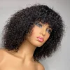 Light Brown/Black Color Brazilian Remy Curly Hair Wig With Bangs Glueless Wigs