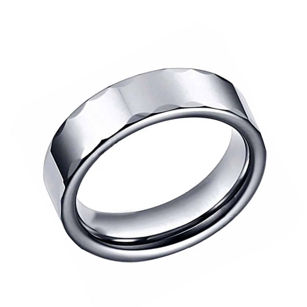 6MM 8MM Multi-Faceted Edge Couples Tungsten Jewelry Engagement Wedding Bands