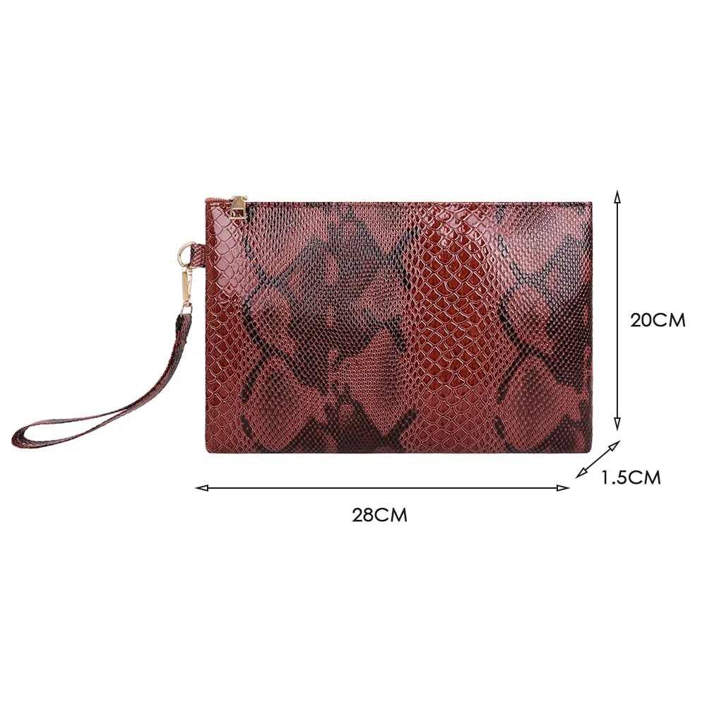 Mongw Women Wristlet Bag Snake Print PU Leather Design Envelope Bag Ladies Casual Solid Color Small Purse Casual Ladies Wallet