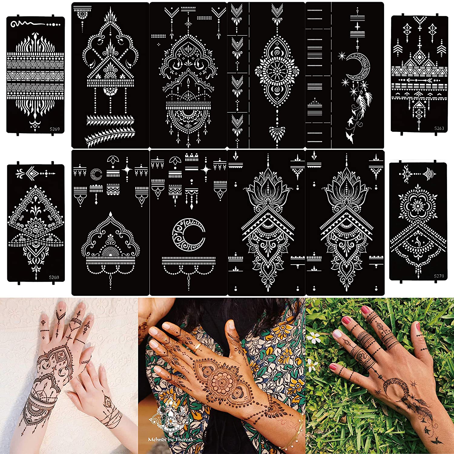 KICKWIX Premium Collection DIY Kit of Henna Tattoo Stencil Set for Women,  Girls,hand (body,hand,stencils,tattoo,Venty design)Classic Temporary Tattoos