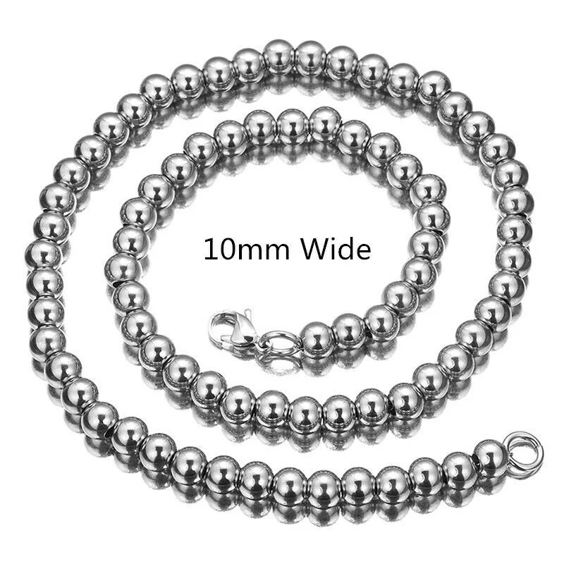 Men Solid Sterling Silver Bead Necklace Women 4MM 6MM Round Prayer Beads Link Chain 8 "16 "18 "20" 22 "24" 26 "28" 30" Inch Ball Chain Necklace