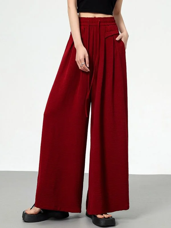 Loose Solid Color Wide Leg Pants