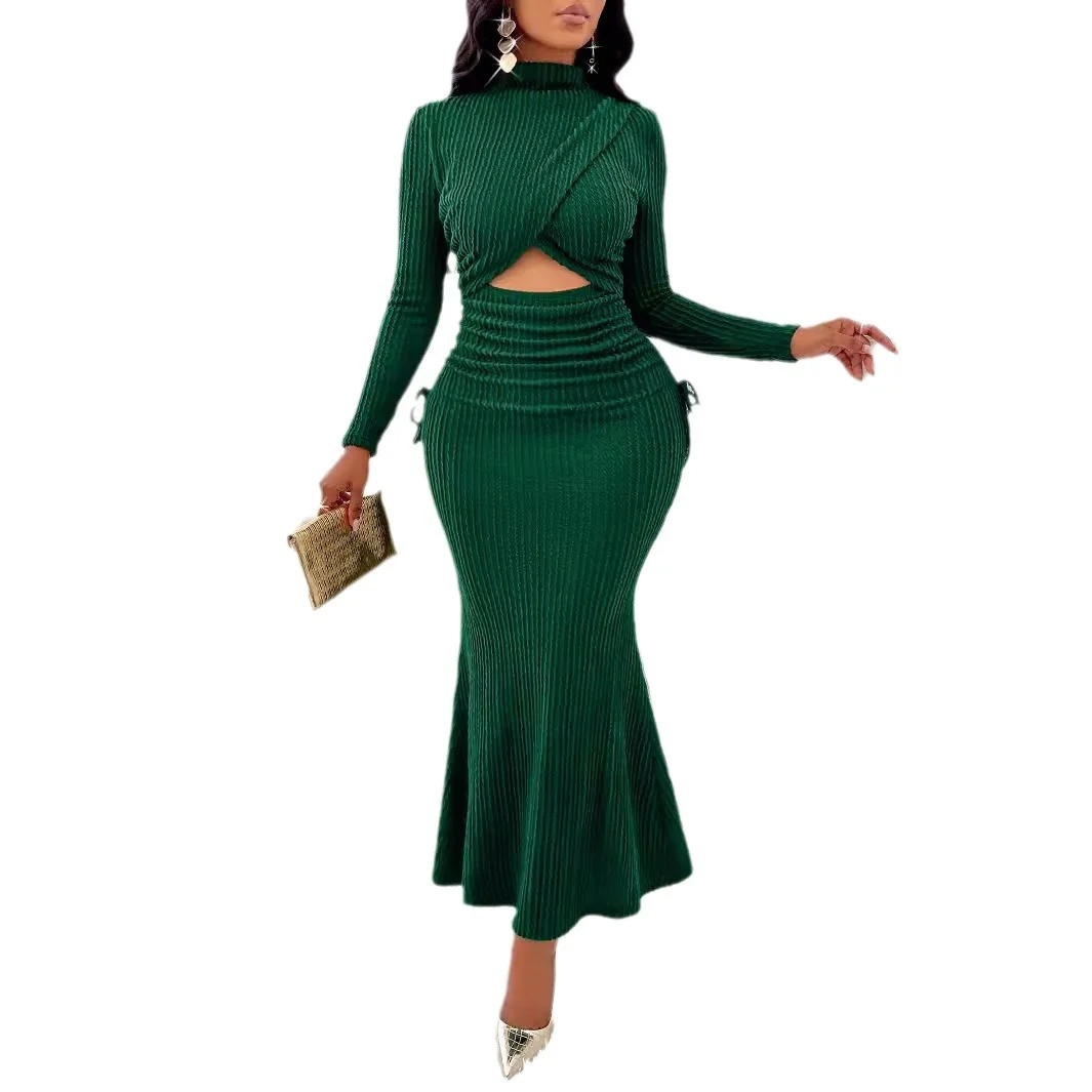 Woherb Woherb Style Women's New Temu Autumn New Round Collar Dress-Outfit Ideas