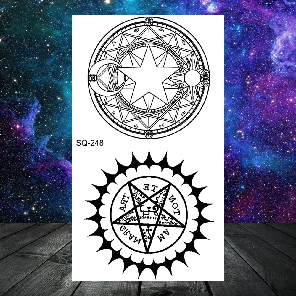 Black Whale Universe Planet Temporary Tattoos For Women Adult Men Constellation Outer Space Moon Fake Tattoo Small Tatoo Paper