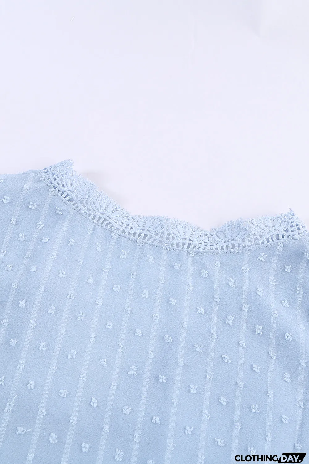 Elegant V-Neck Swiss Dot Lace Blouse