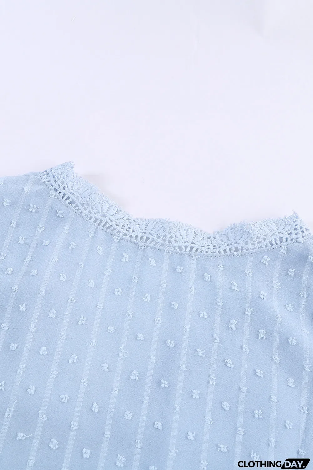 Elegant V-Neck Swiss Dot Lace Blouse