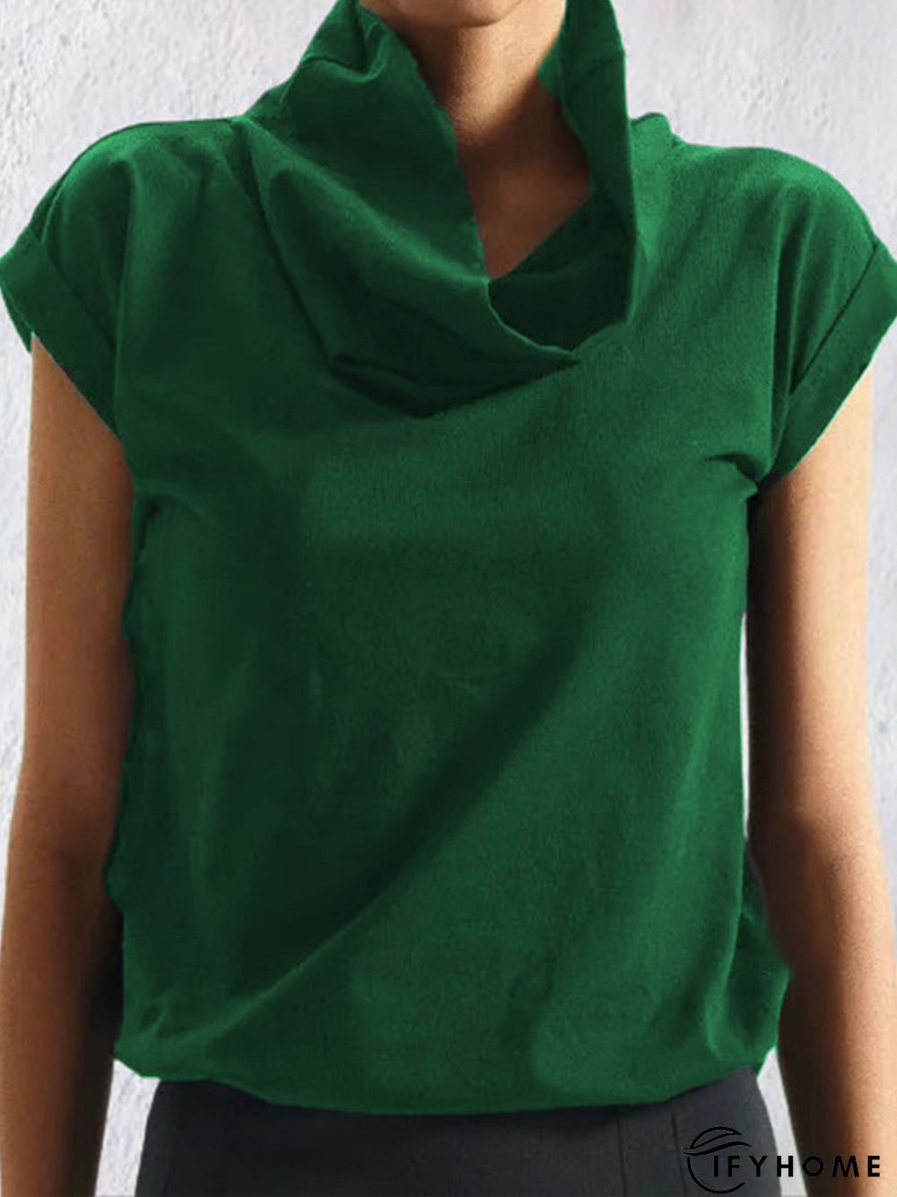 Vintage Plain Statement Short Sleeves Stand Collar Casual Top | IFYHOME