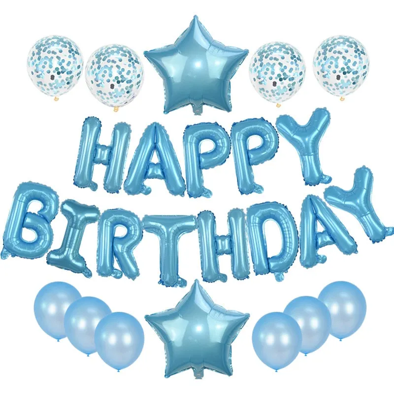 1Set Happy Birthday Confetti Latex Balloons Foil Letter Balloon Adult Kids Birthday Party Decorations Babay Shower Helium Globos