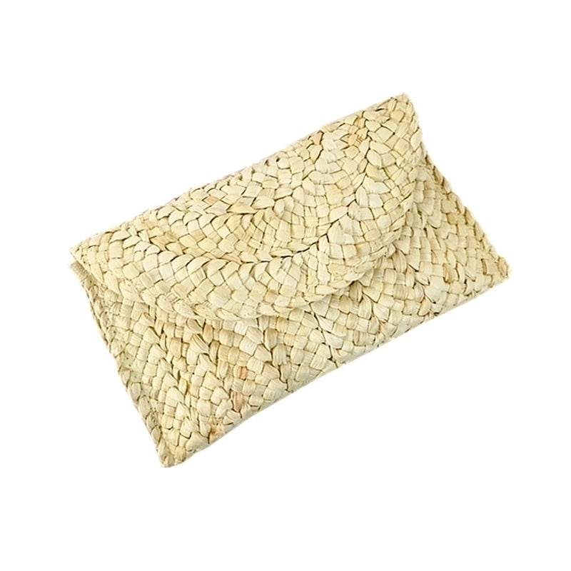 Yellow Red Green Straw Solid Color Weave Square Evening Bags