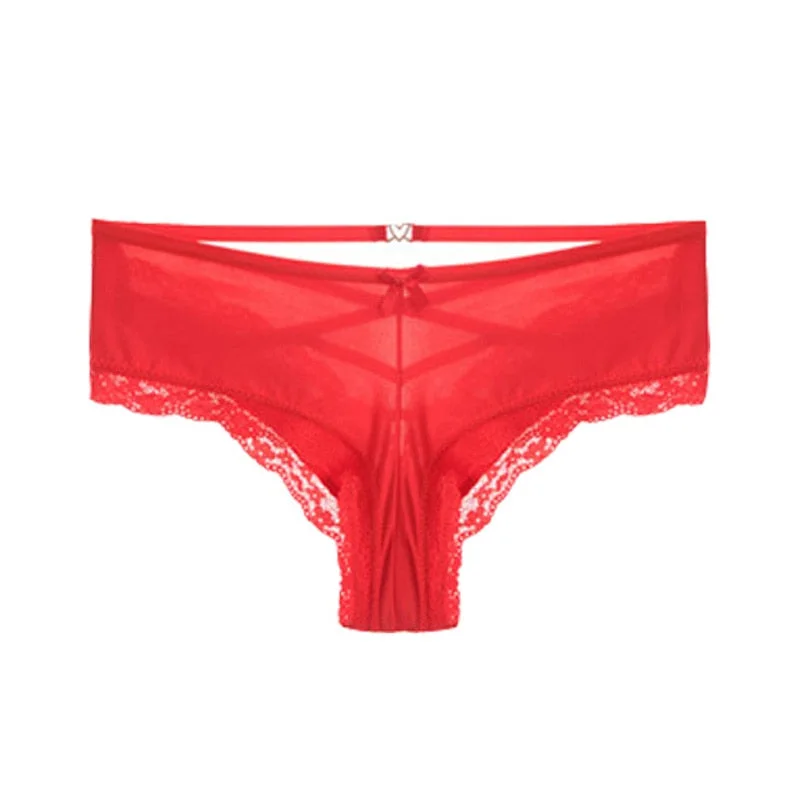 Meet'r Sexy Panties Women Lace Mid-Rise Briefs Female Hollow Out Underwear Ladies Cross Strap Lace Lingerie G String Panties