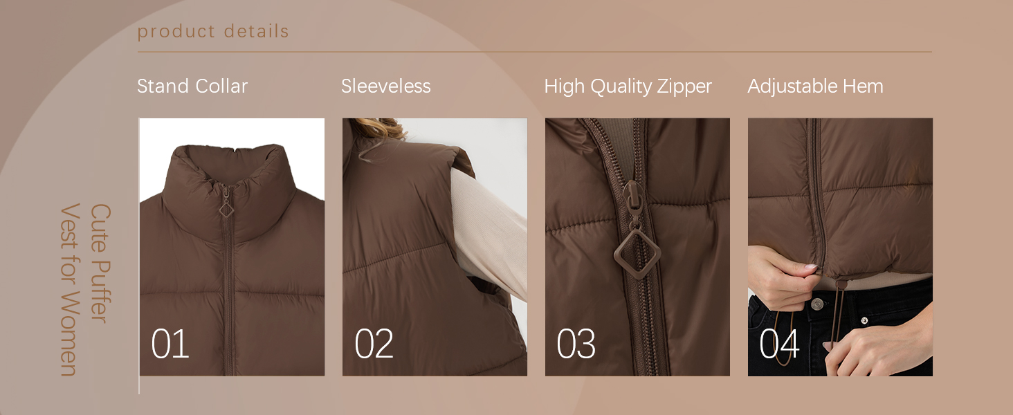 cropped vest, womens puffer vest