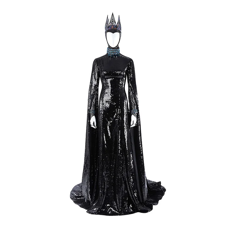 Snow White (2025) Evil Queen Black Long Dress Set Outfits Cosplay Costume