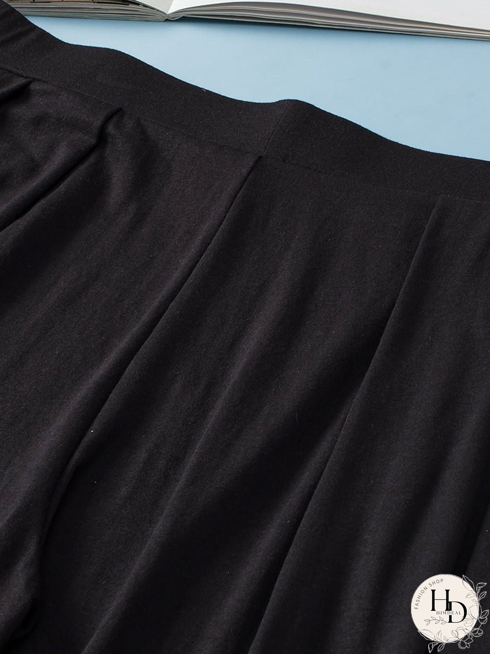 Black Plus Size Crop T-Shirt and Pleated Wide Leg Pants Set