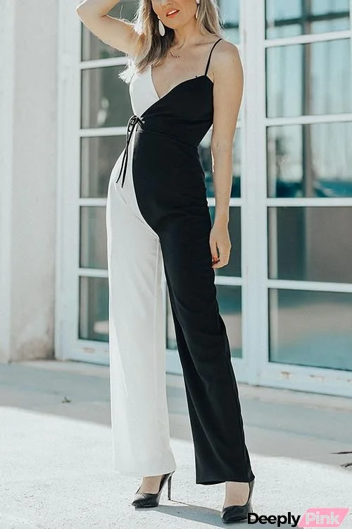 Contrast Color Slip Jumpsuit