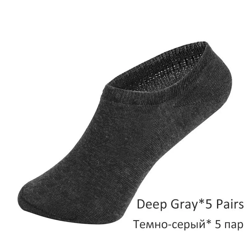 FINETOO 5Pairs/set Sports Men Sock Spring Summer Casual Solid Color Boat Socks Breathable Cotton Ankle Socks Thin Style Sock Men