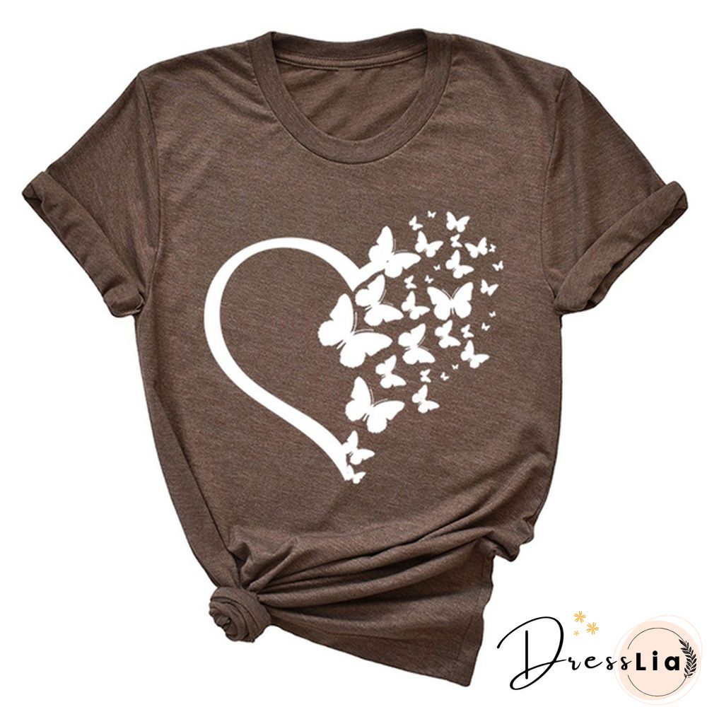 New Butterfly Print T Shirt Women Men Short Sleeve Tops Tees Summer Fashion Loose Casual T-Shirt