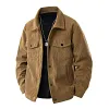 Men's Corduroy Trucker Jacket Vintage Casual Lapel Collar Workwear Coat by Inlyline
