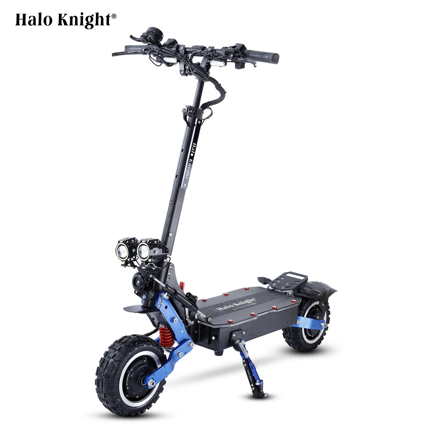 Halo Knight T108 Pro Electric Scooter 11'' Off-Road Tire 3000W*2 Motors 95Km/h Max Speed 60V 38.4Ah Battery 80KM Range 200KG Max load Front & Rear Turn Signal IPX4 Waterproof Dual Hydraulic Brakes Electric Brake