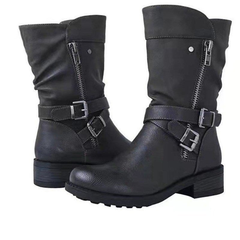 Retro Martin boots women punk style short plush thick winter boots zipper square heel women's boots boots female women shoes