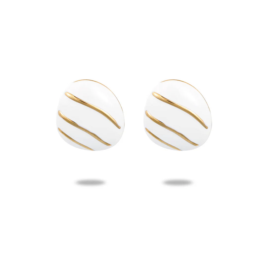 Oval Zircon Titanium Steel Earrings