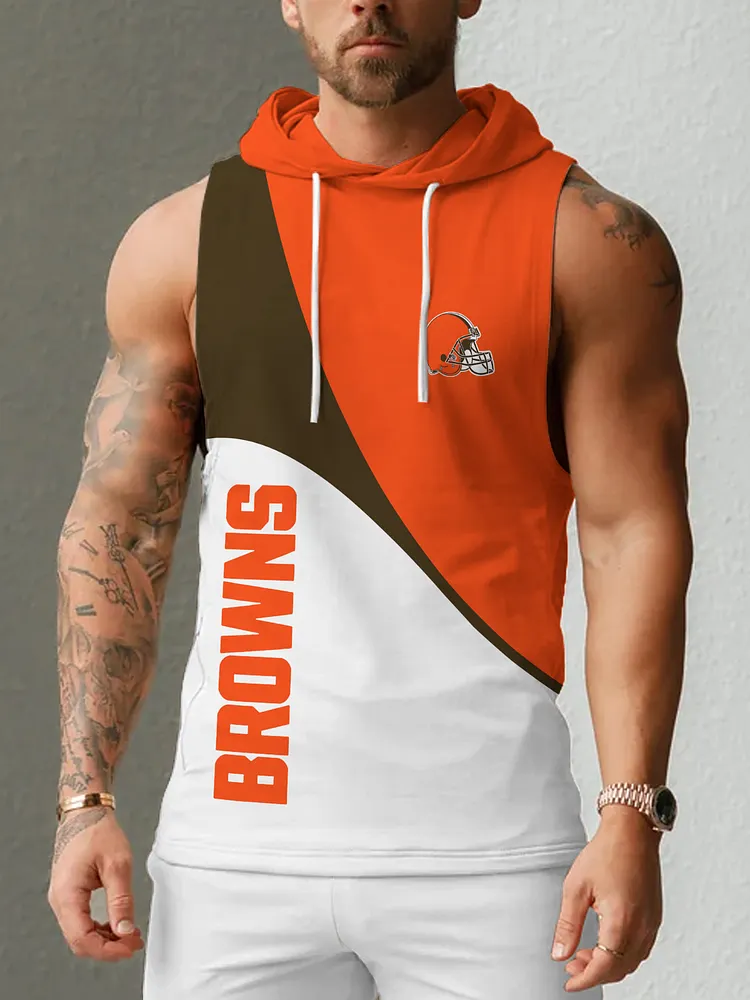 Cleveland Browns Men's  Casual Comfy Sleeveless Hooded Tank Top