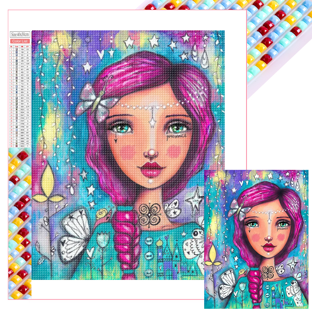 Colorful Girl 30*40cm(picture) full square drill diamond painting