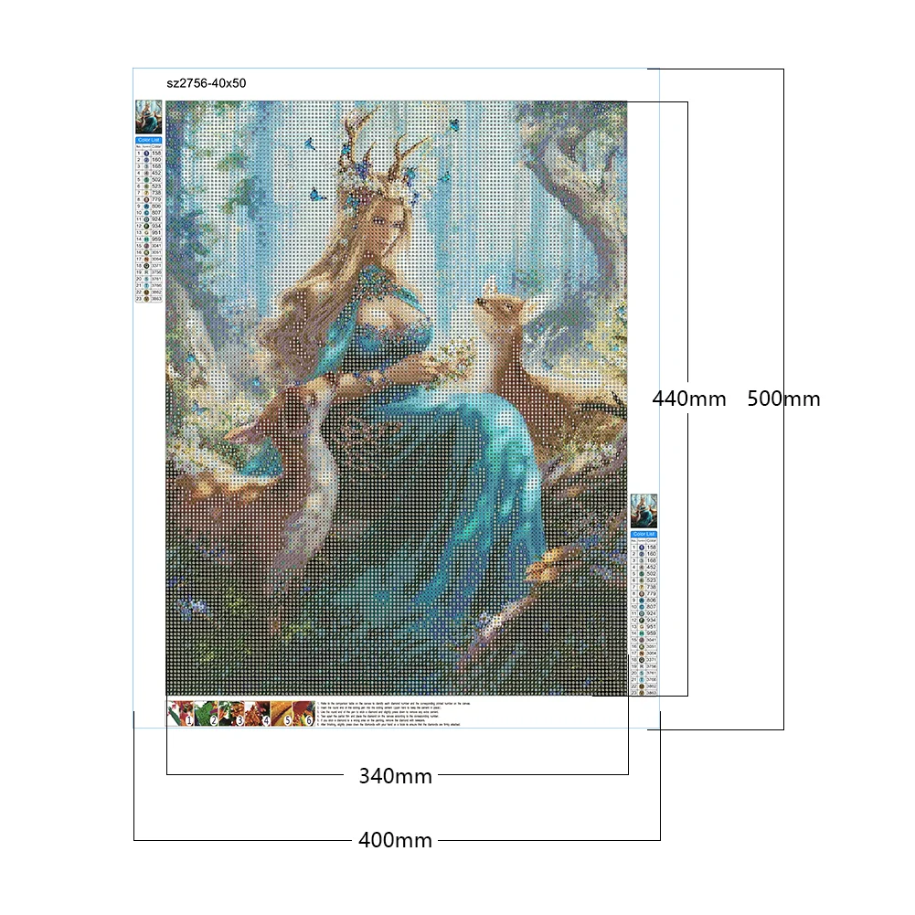 Full Round Diamond Painting 40*50cm - Forest Elk Goddess