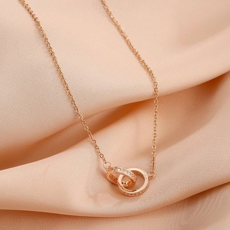 Modern Style Classic Style Round Titanium Steel Copper Plating Inlay Rose Gold Plated Zircon Pendant Necklace