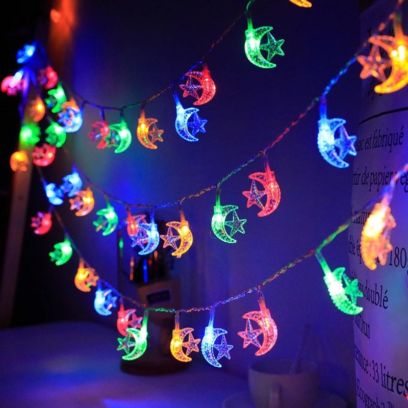 2 Pieces Birthday Fashion Star Moon Pvc Party String Lights