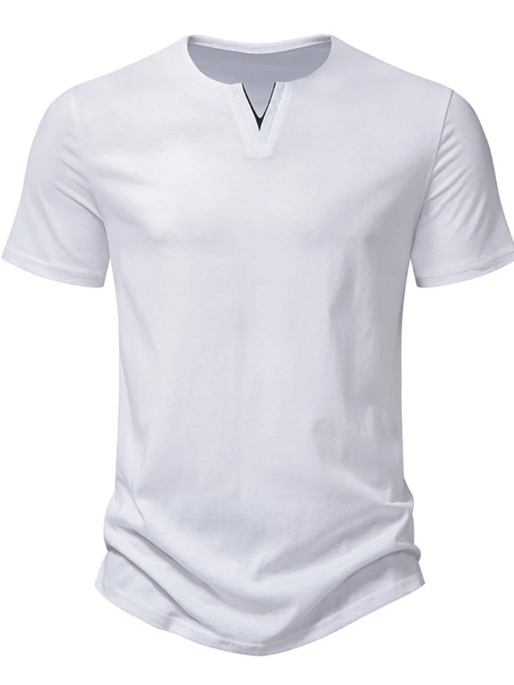 Men's V-neck Casual Fashion Short-sleeved V-neck T-shirt Fashion Stretch Half-sleeved Body Shirt Summer Men's Tops | 168DEAL