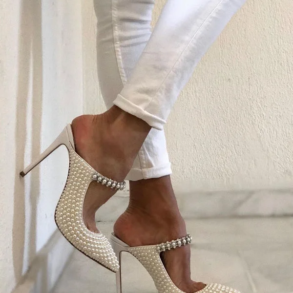 Chic Women Pearl Detailed High Heels