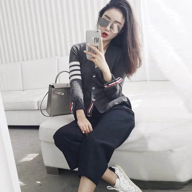 Tb Plaid Cardigan Couple Sweater Coat