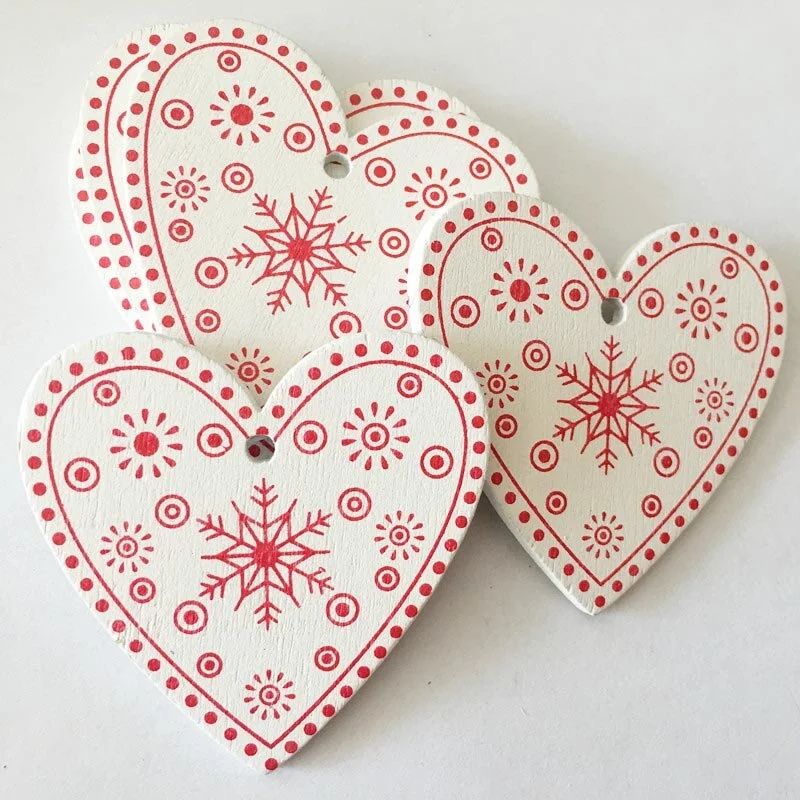 10Pcs 5cm Christmas Tree Wooden Pendants Ornaments Xmas Tree Hanging Ornament Christmas Decorations for Home New Year Gifts 2020