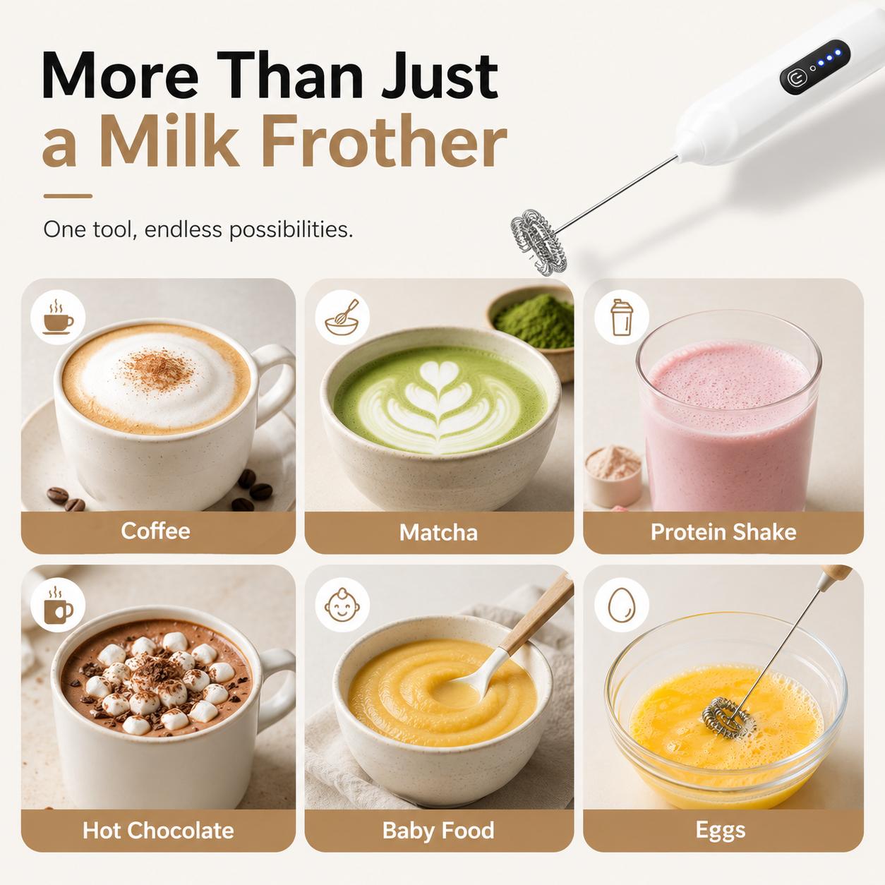 Three speed electric milk frother