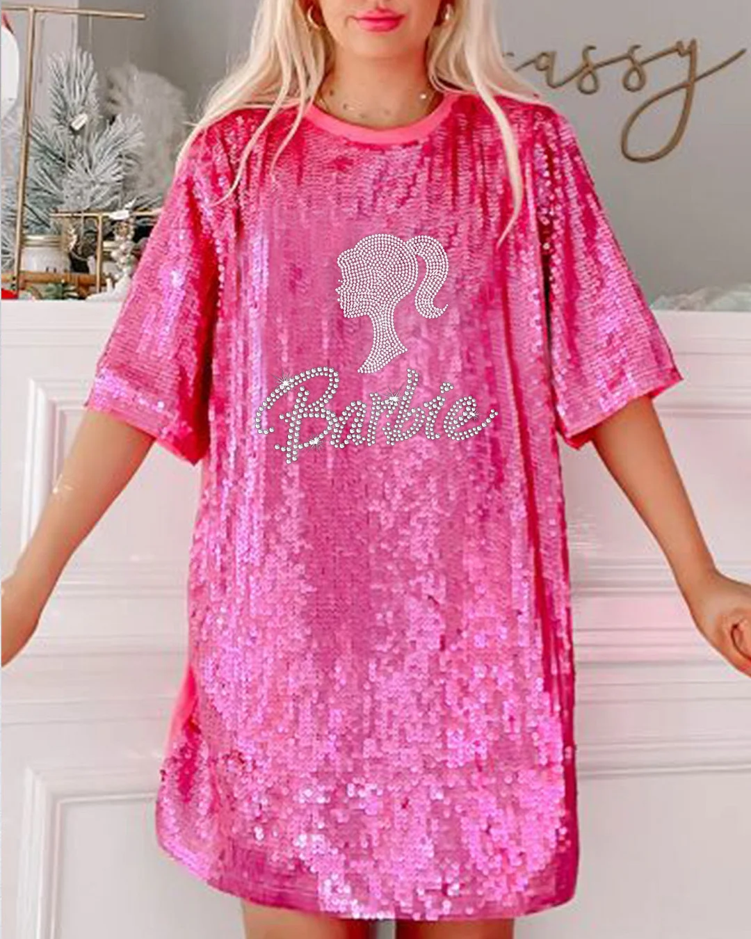 Barbie Girl Rhinestone Sequin Dress