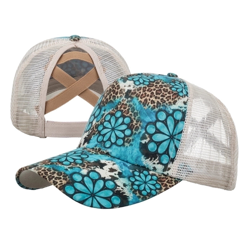 Women’s Fashion Color Block Flower Leopard Baseball Cap