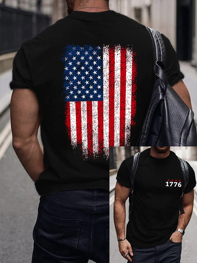 Men'S America 1776 Print Round Neck Short Sleeve T-Shirt