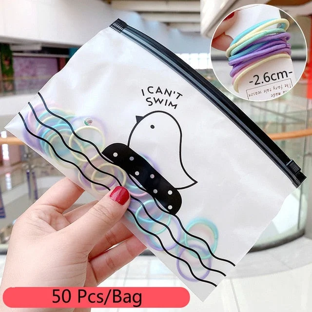 50/100/200 Pcs/Bag Children Cute Candy Random Solid Elastic Hair Bands Girls Lovely Srunchies Rubber Bands Kid Hair Accessories
