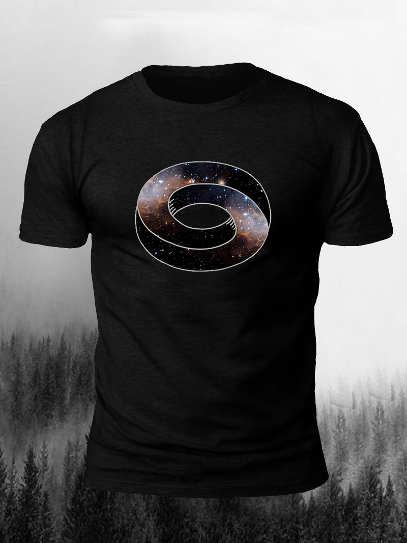 Men's Starry Ring Print Casual Short Sleeve T-shirt