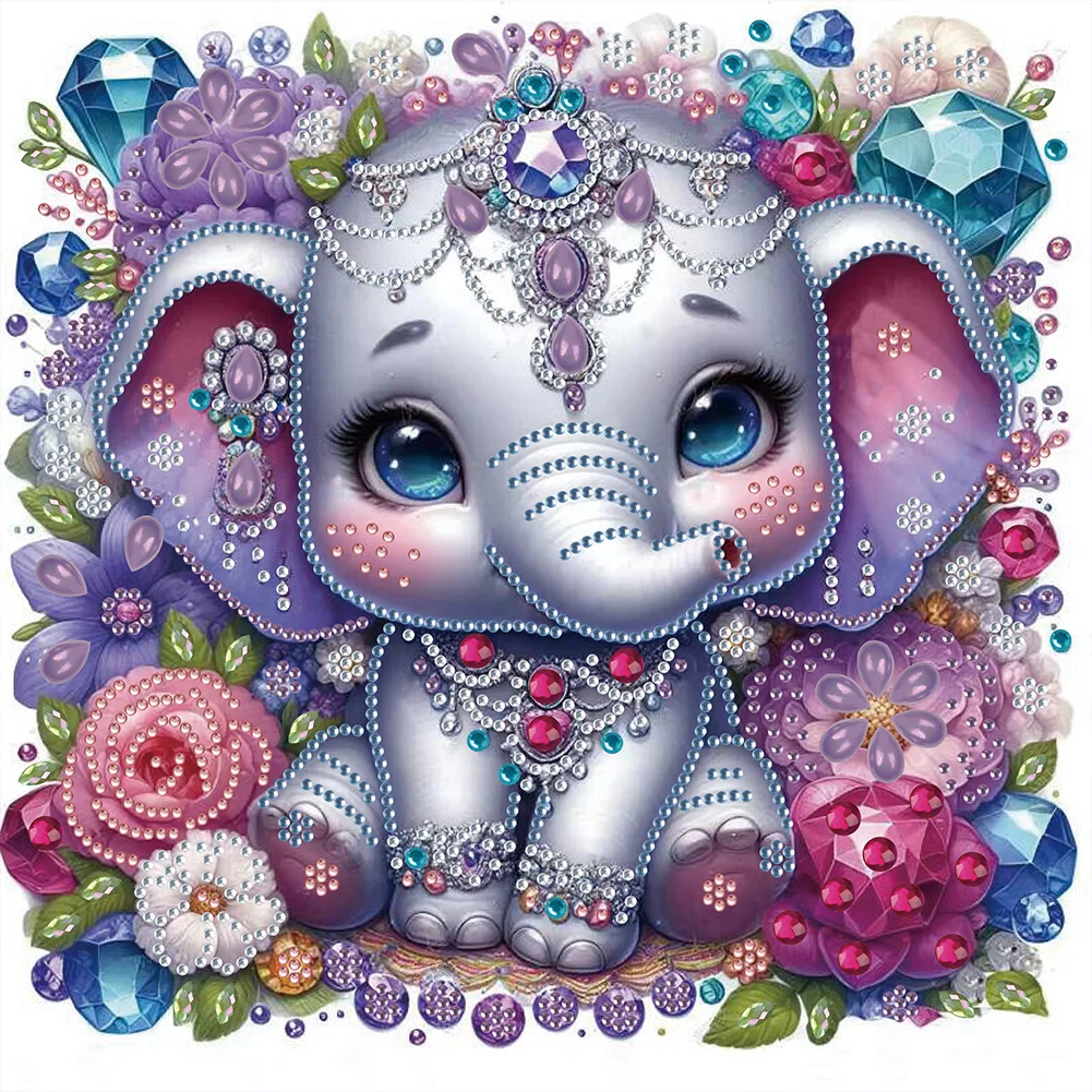 Diamond Painting - Partial Special Shaped Drill - Jewelry Elephant(Canvas|30*30cm)