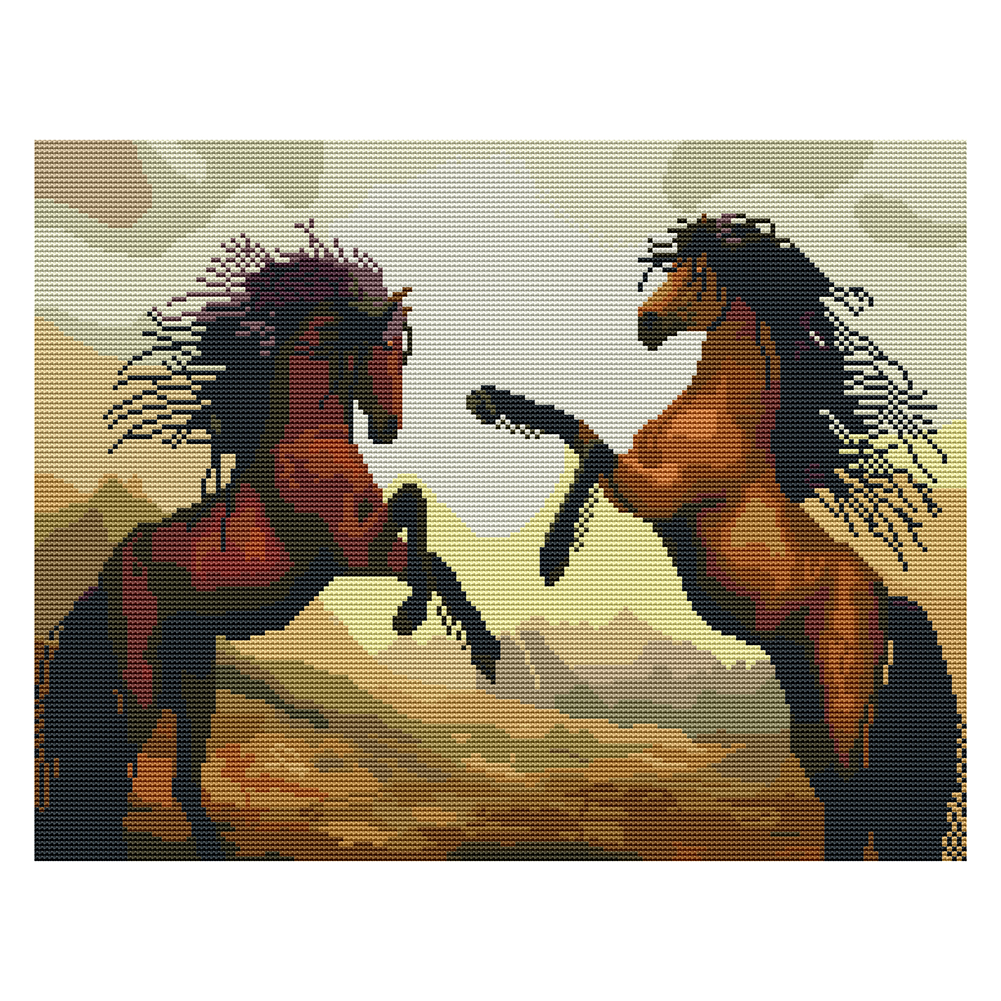 

Horses - 11CT Stamped Cross Stitch - 50*40CM, 501 Original