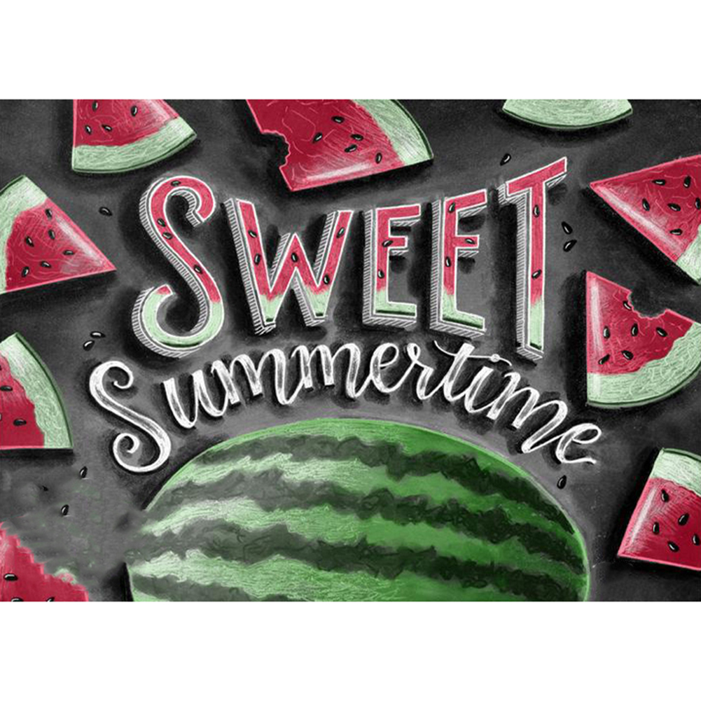 

40*30CM-Round Drill Diamond Painting-Watermelon Letter, 501 Original