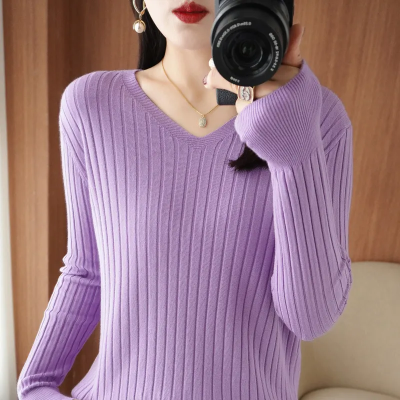 Churchf Churchf Sweater Female 2023 Spring And Autumn Knit Bottom Shirt Fashion Slim Long Sleeve Skin-Friendly Soft Bottom Top
