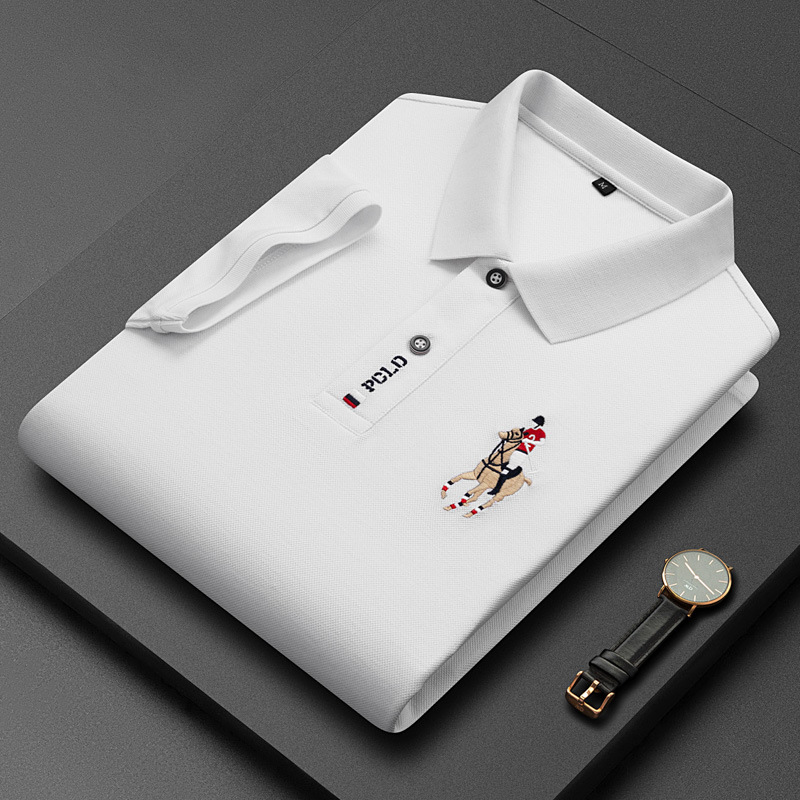 Geswet men casual outfit Summer New Men's Polo Short Sleeve T-shirt Pearl Cotton Quick Dry Embroidery Fashion Versatile casual turn-down collar tops