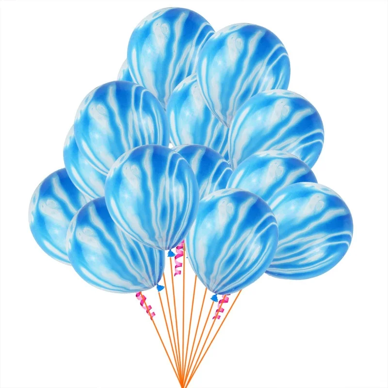 10Pcs Blue Pink Agate Marble Balloons Colorful Latex Air Balloon for Baby Shower Birthday Party Decor Kids Party Supplies 12