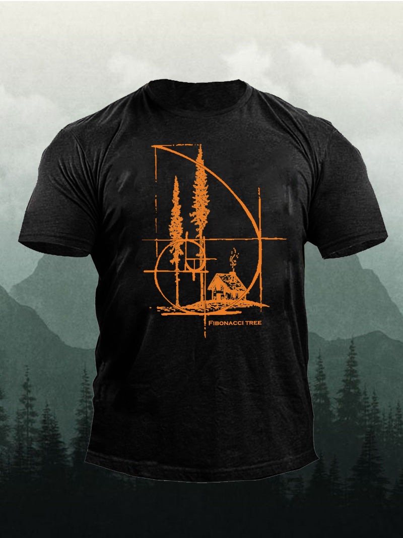 Men's Outdoor Rose Gold Forest Fibonacci Short-Sleeved Shirt